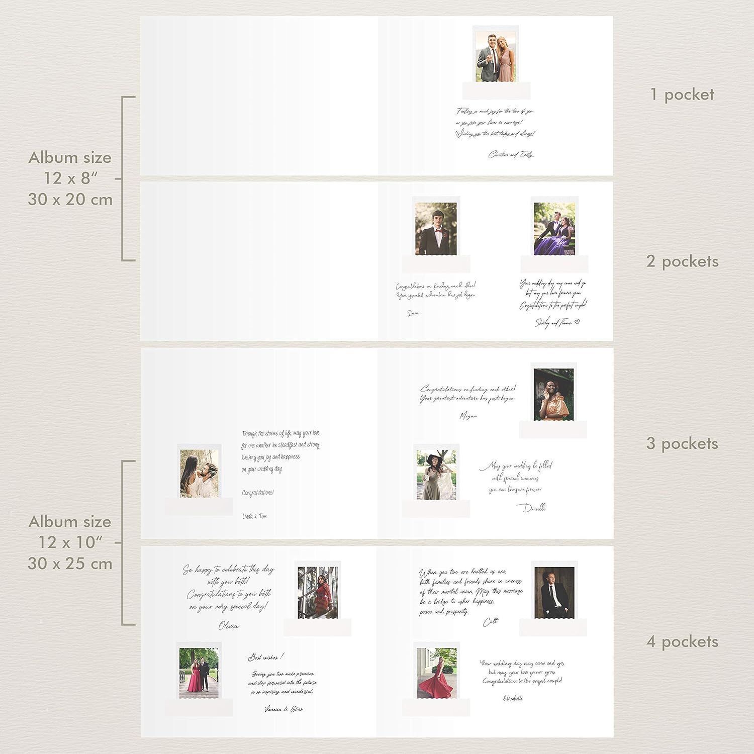 Wedding Guest Book Alternative - Velvet Photo Album for All Instant Photo Sizes - Mini Wide Square - 4x6 2x6 Photo Booth Book - Guestbook with Pockets - Scrapbook for Memories - Handmade Event Book