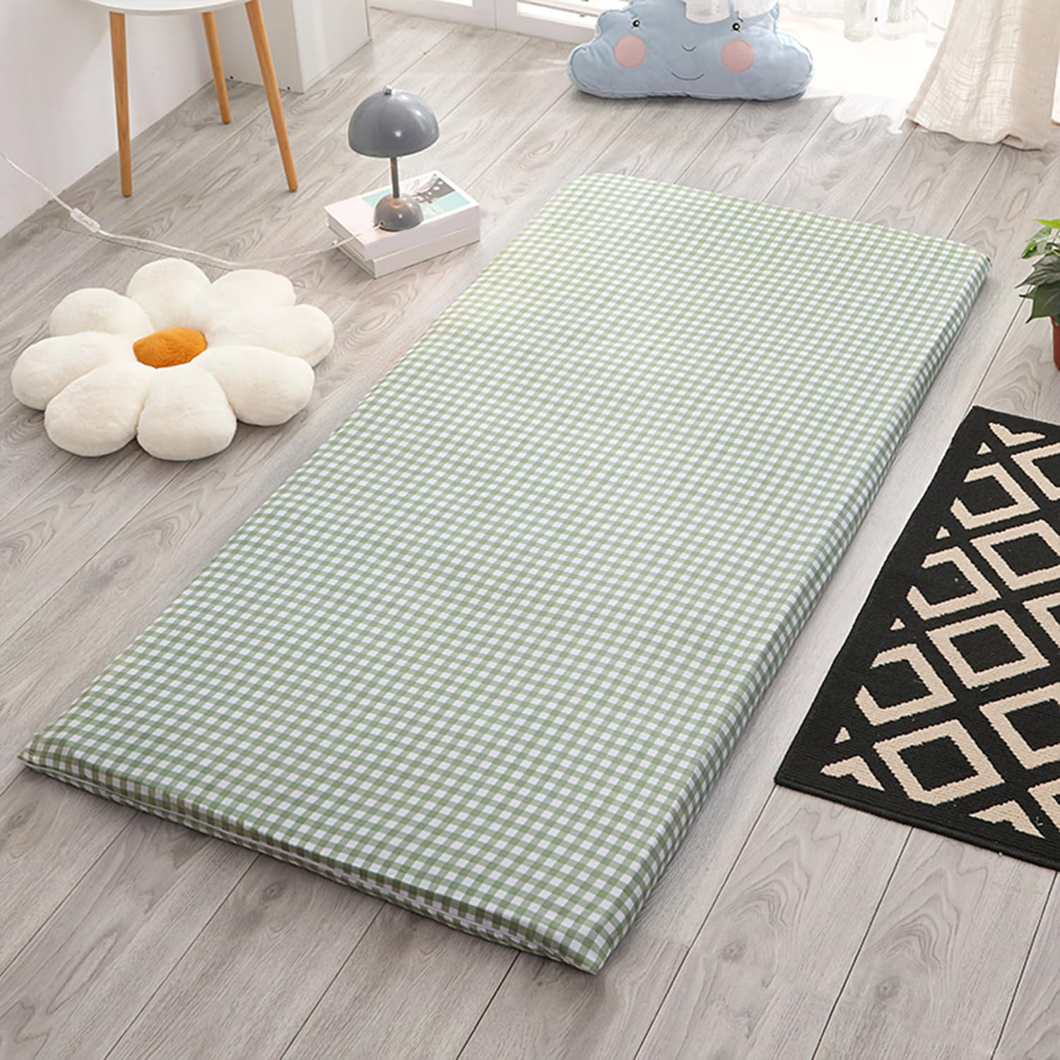 Japanese Futon Cover,Futon Floor Mattress Cover with Zipper,100% Cotton Protection Cover for Shikibuton Futon Mattress,Soft Skin-Friendly Washable,Style4,90x190cm/35x75