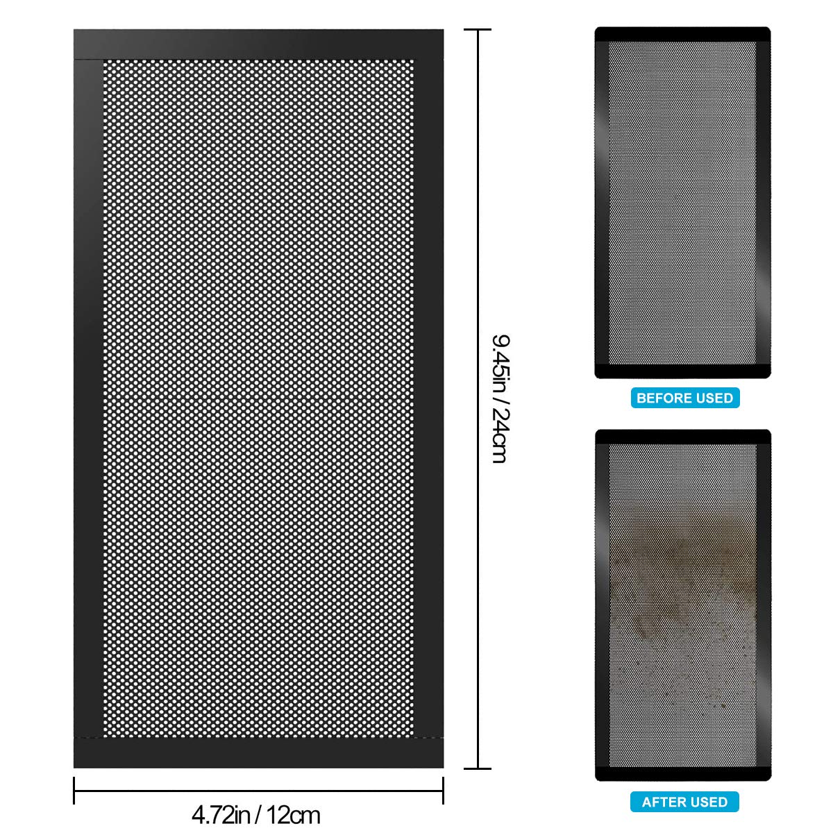 PAPOLGO 120 x 240mm Dust Filter Computer Case PC Fan Magnetic Frame Dust Filter Fine PVC Fan Dust Mesh Filter, 2-Pack
