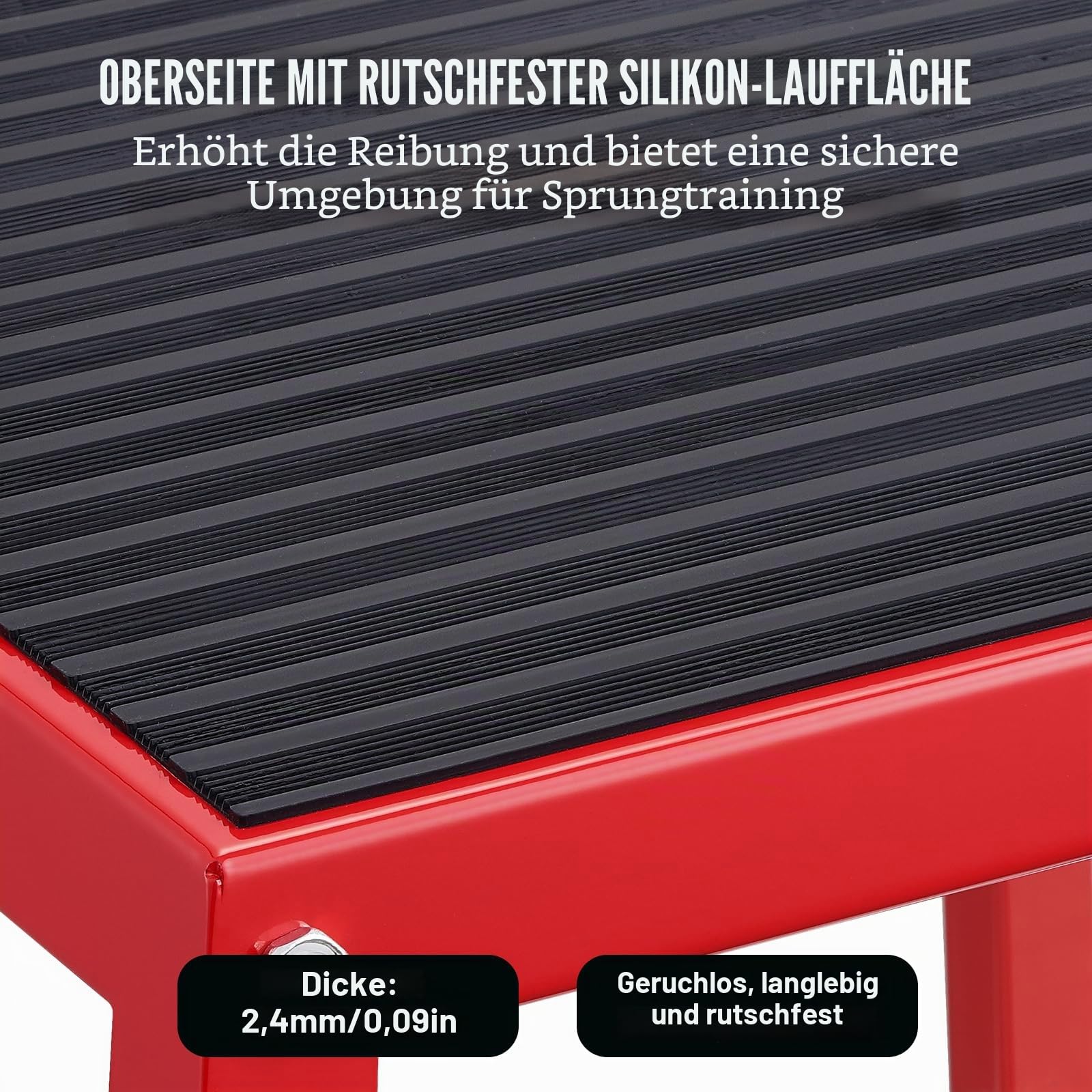 VEVOR Plyometrische Sprungbox, 458 mm Plyo-Box, Plyometrische Plattform Plyobox Rot, Rutschfeste Fitness-Übungs-Step-Up-Box für Heimtraining, Konditions-Krafttraining, Gesäß, Oberschenkel Trainieren