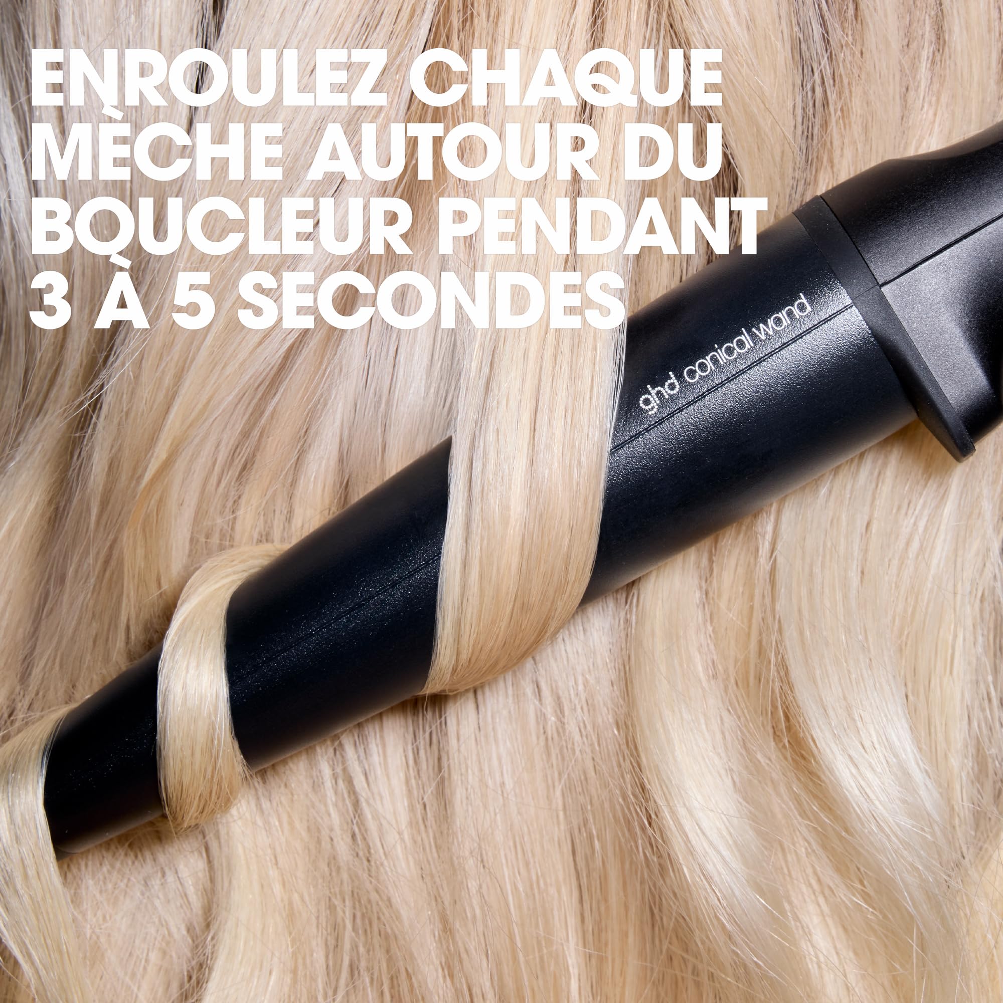 ghd - Boucleur ghd Chronos Curve Conical Wand - Fer à boucler cheveux (Noir) - Fer à friser pour boucles naturelles, wavy facile - Coiffure 3x plus rapide, sans dommage - Toutes longueurs de cheveux