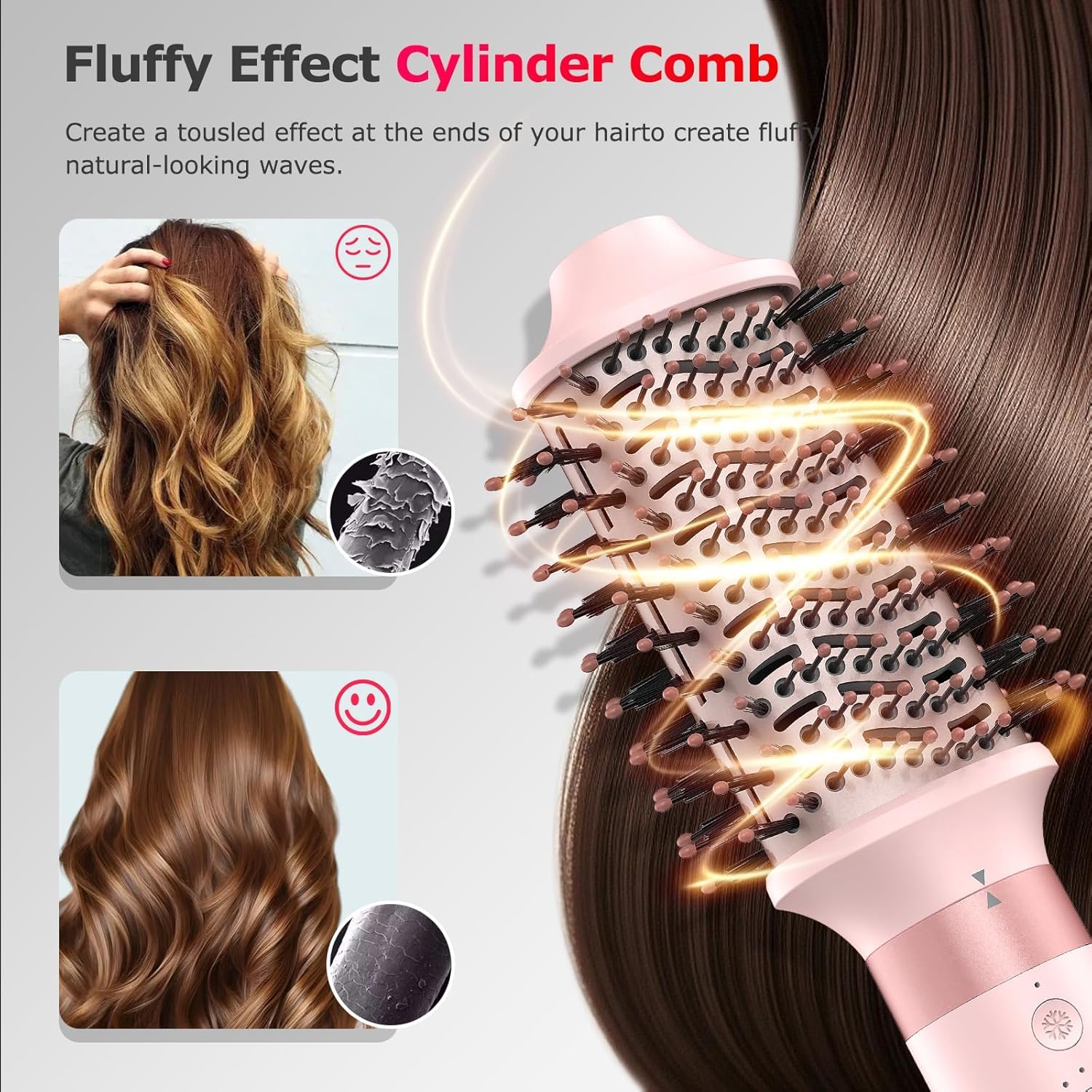 MESCOMB 6 en 1 Air Styler, Cepillo Secador de Pelo par Difusor par Secado Rápido, Sin Daños por Calor, Sin Frizz Cuidado iónico par Volumisation, Con bolsa de viaje, Dar Regalos