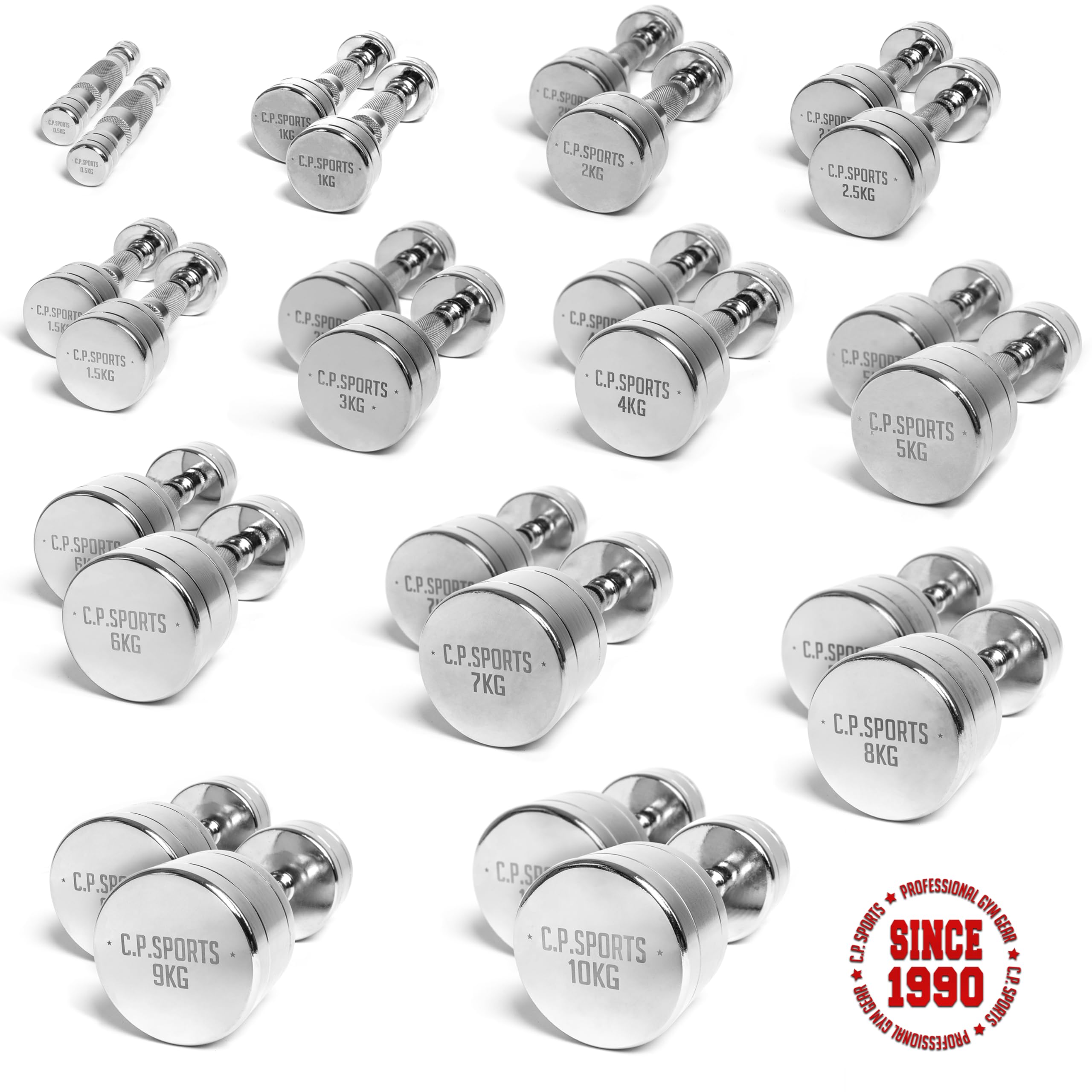 C.P. Sports Chromhanteln Paar - Kurzhantel Set 0,5kg Bis 10kg Für Home Gym