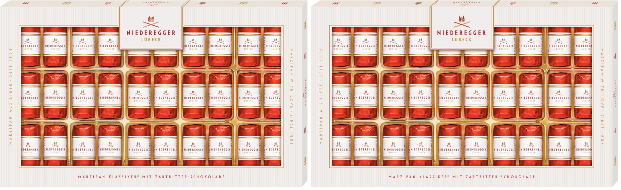 Niederegger Marzipan Klassiker 375g Pures Marzipan Zartbitter-Schokolade Geschenkpackung
