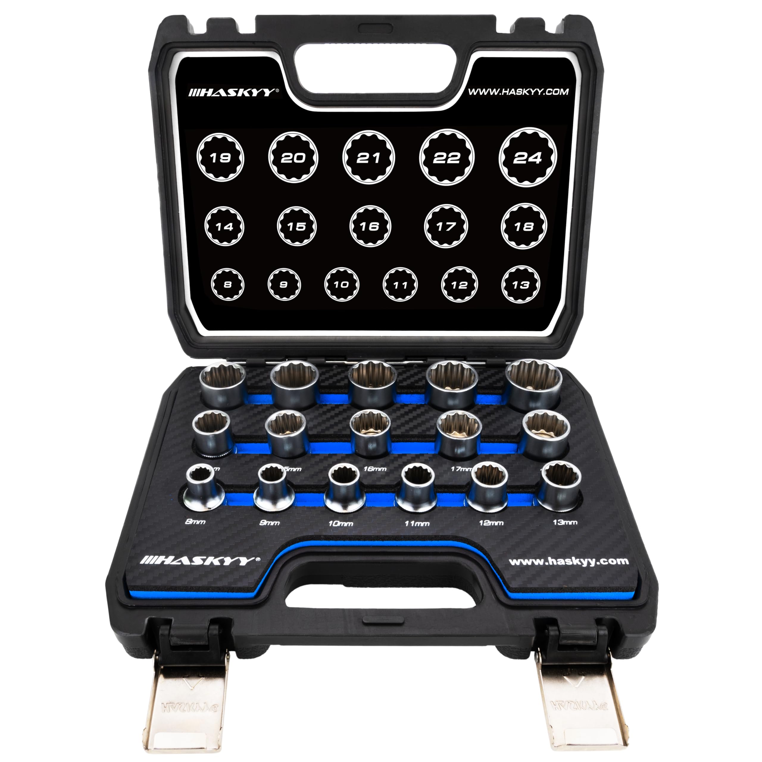 XZN Lot de 16 douilles Torx à 12 pans 8-24 mm pour l'extérieur