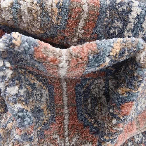 Miniatura 7 de Unique Loom Aramis Collection - Alfombra de área - Conner (redonda de 3 pies 3 pulgadas x 3 pies 3 pulgadas, rojo óxidoazul)