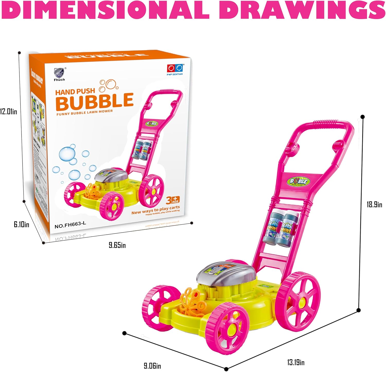 Bubble Lawn Mower for Toddlers 3+. Kids Bubble Blower Machine, Indoor Outdoor Push Gardening Toys, Halloween Birthday Gifts Toys for Preschool Baby，Party Summer Backyard Toys for Baby Gifts (RED)
