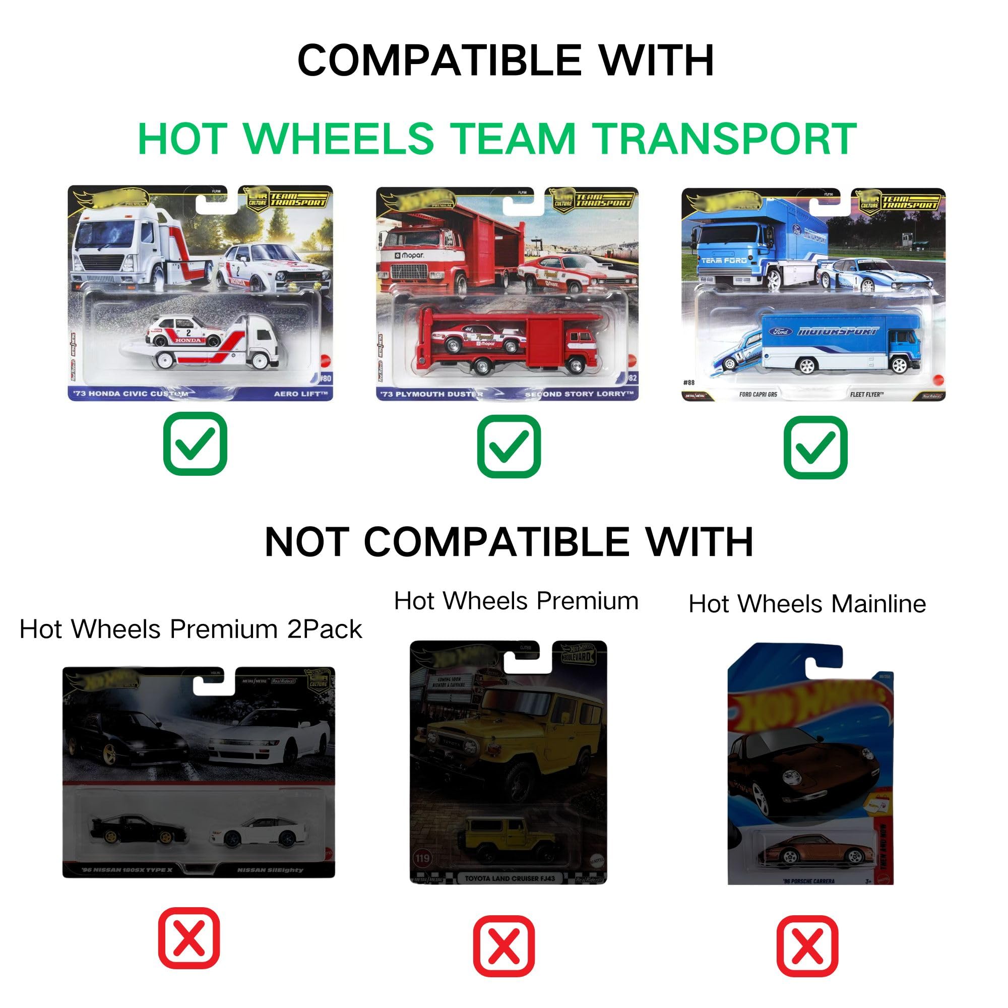 Confezione da 15 custodie protettive compatibili con Hot Wheels Team Transport, custodia in plastica PET trasparente, spessore 0,7 mm, scatola portaoggetti e chiusura a scatto