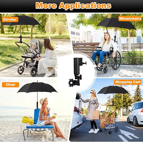 Miniatura 7 de Soporte para paraguas compatible con Clicgear, ajustable para carrito de empuje, resistente al viento y almacenamiento compacto, para cortacésped