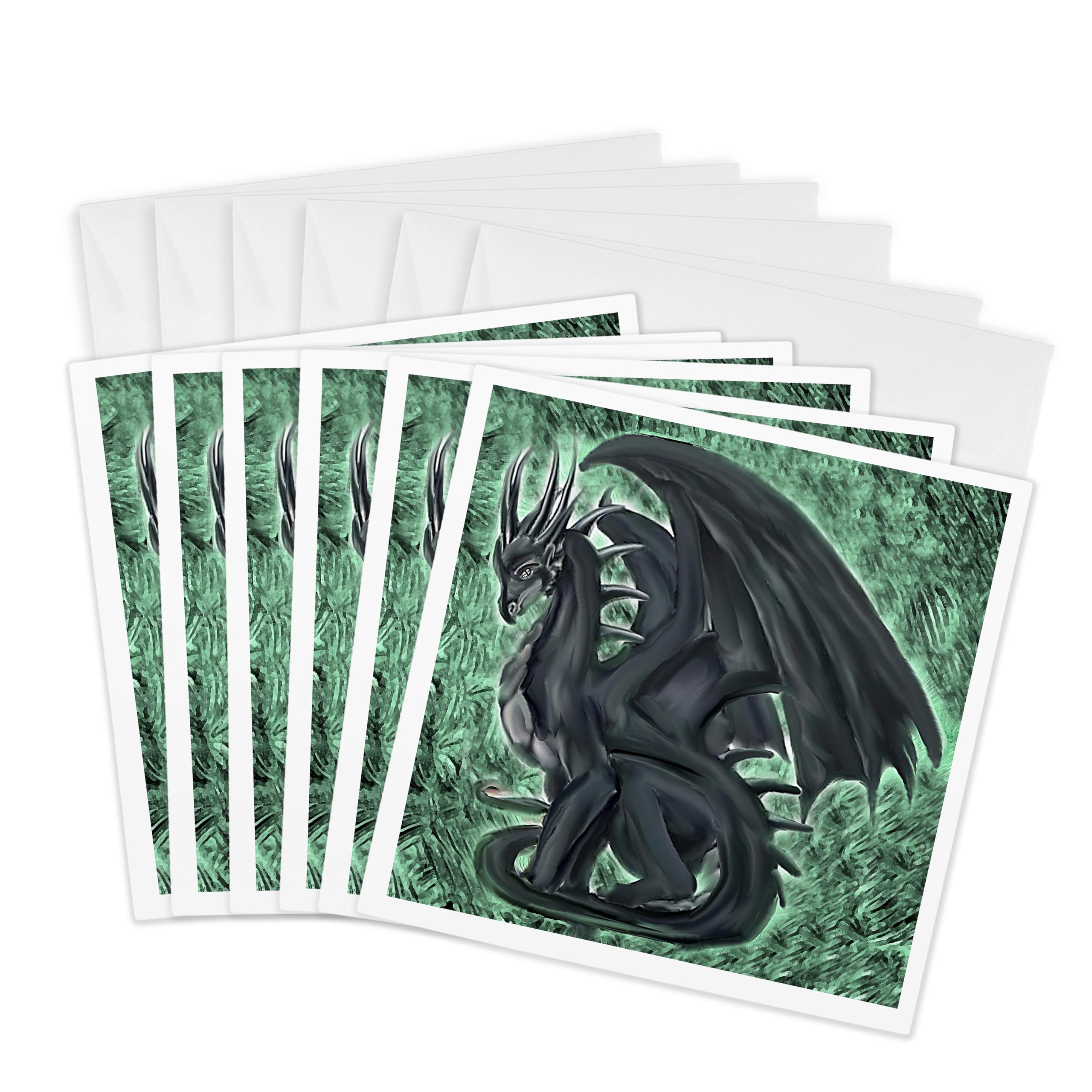 3dRose gc_4147_1 6 x 6-Inch "Night Dragon" Greeting Card (Pack of 6)