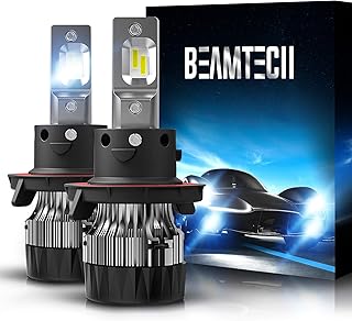 BEAMTECH H13 LED Headlight Bulbs, 16000LM 70W 6500K Extremely Super Bright 9008 led Light Bulb 30mm Heatsink Base CSP Chips Conversion Kit,Xenon White Small Size Halogen Replacement
