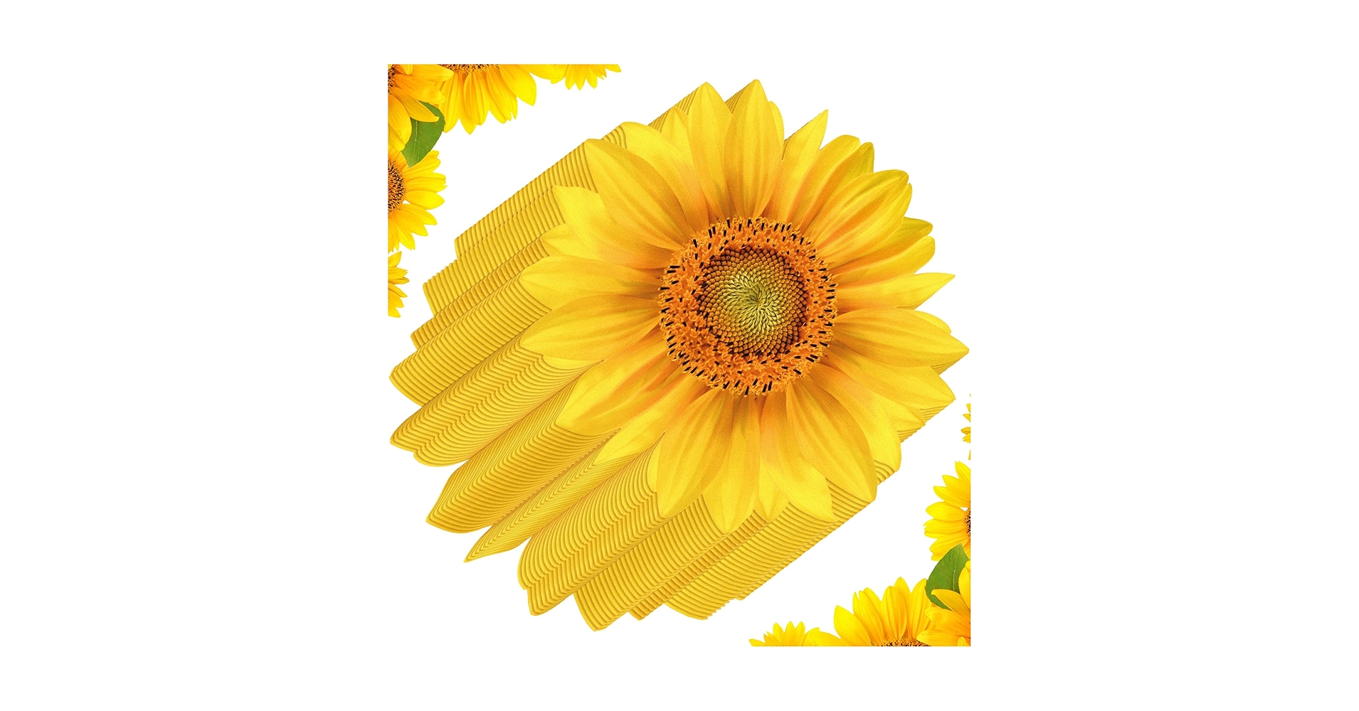 Teling Sunflower Place Mats 13 X 13 Inch Rectangle Summer Paper Placemats Sun Flower Disposable Placemats Wood Slices Table Mat Table Setting Mat For Bridal Shower Wedding (Sunflower, 50