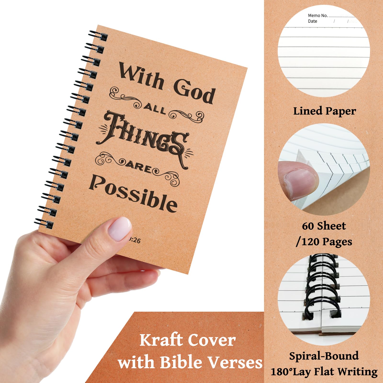 OSIMIG Set di 90 quaderni a spirale cristiani con penna a sfera e segnalibro; piccolo diario di preghiera; regali cristiani per membri della chiesa, gruppi di studio biblico e famiglie della chiesa