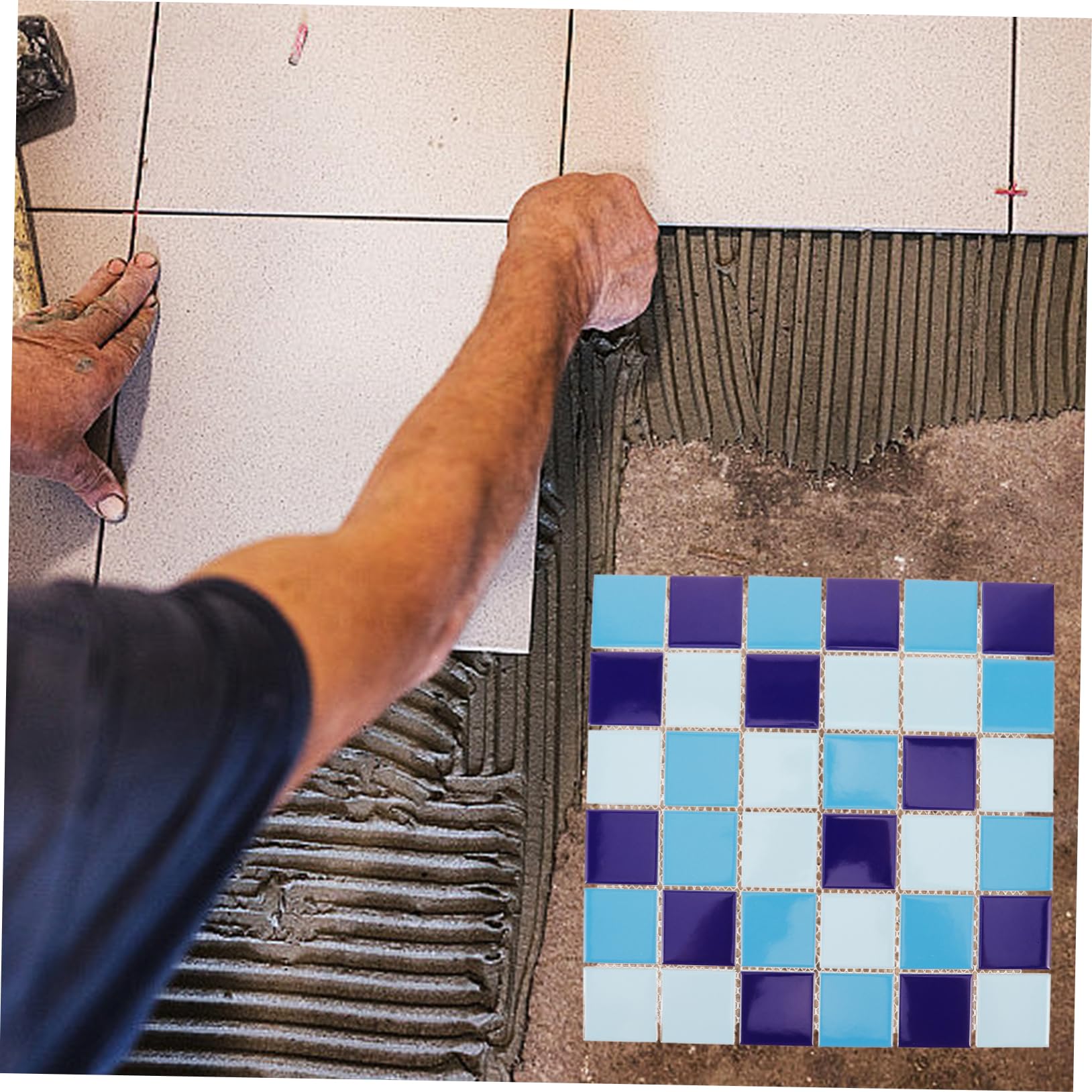 Azulejos Cerámicos Para Piscinas y Baños1 Pieza Placa Azul Esmaltado Brillo Patrón Revestimiento Cerámico Decorativo Para Reparaciones y Manualidades
