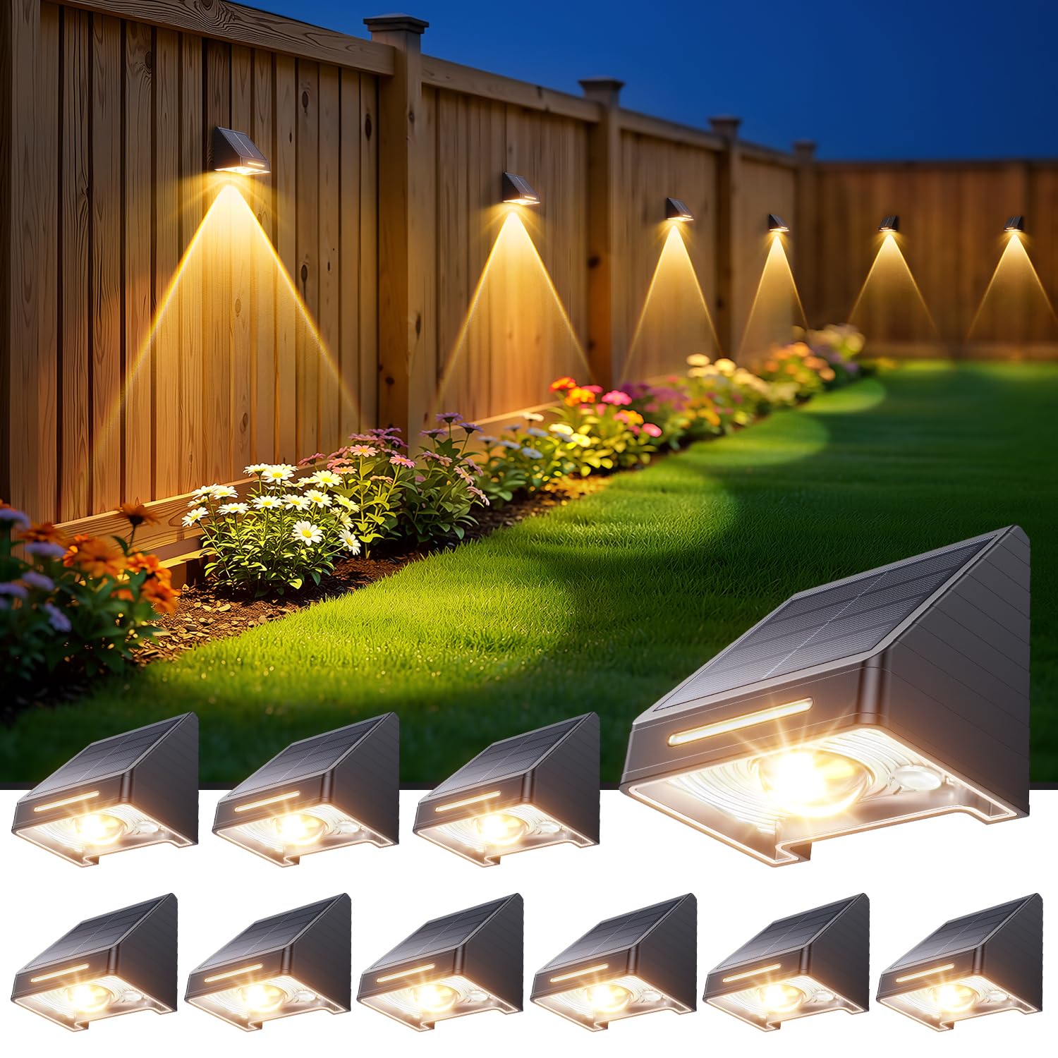 KOOPER Solar Fence Lights 10-Pack