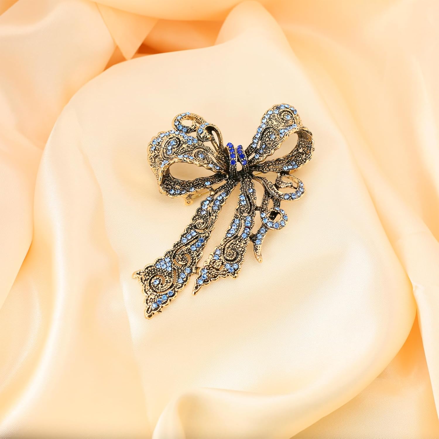 Rhinestone Bow Brooch Vintage Crystal Large Bowknot Brooches for Women Brooch Pin Wedding Fashion Jewelry Accessories,Women Gift - Image 3