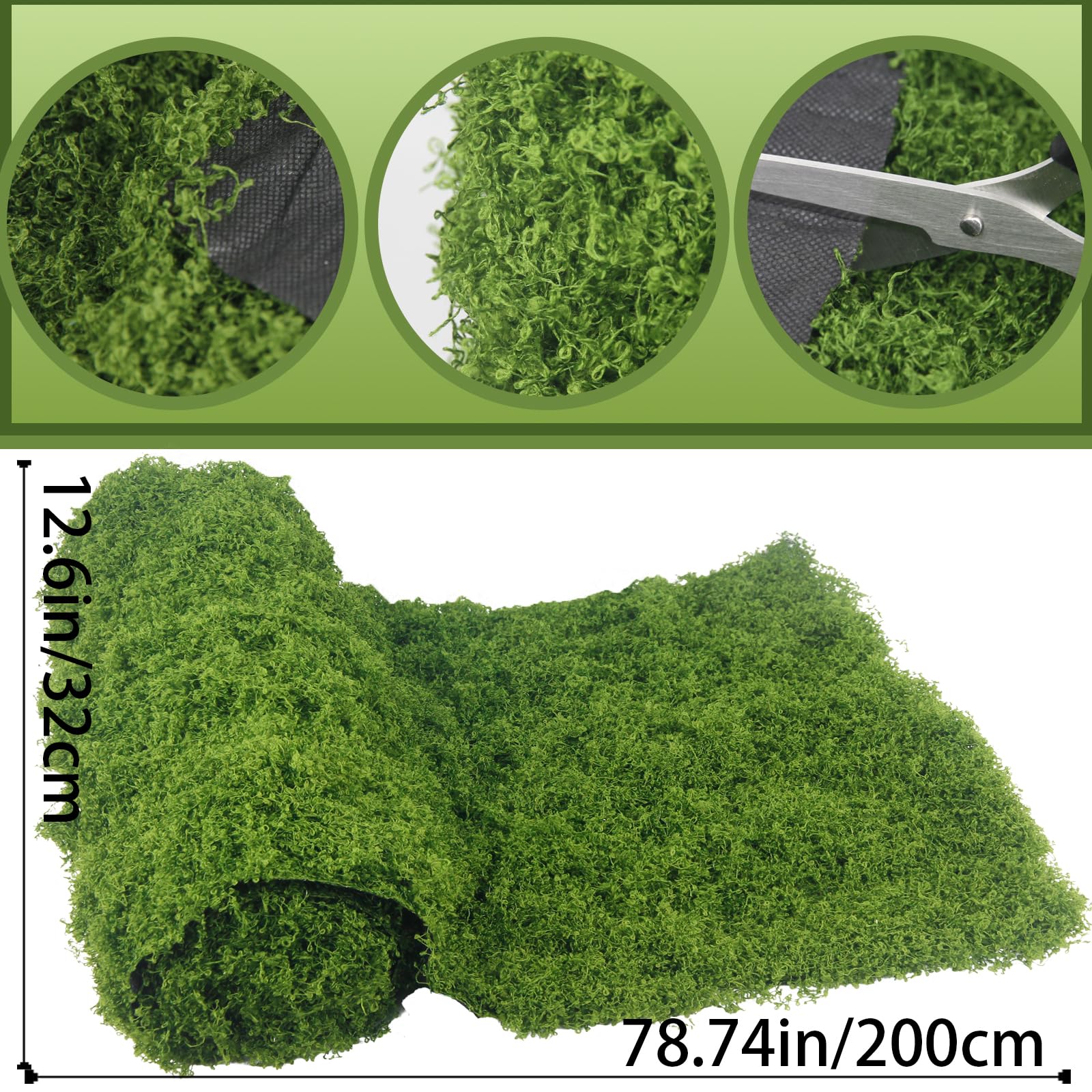 Muschio Finto per Decorazioni 30 x 200 cm Muschio Stabilizzato Nylon Verde Scuro Artificiale Muschio Sintetico per Modellismo Terrario Casa Decori Natale Pasqua Parete