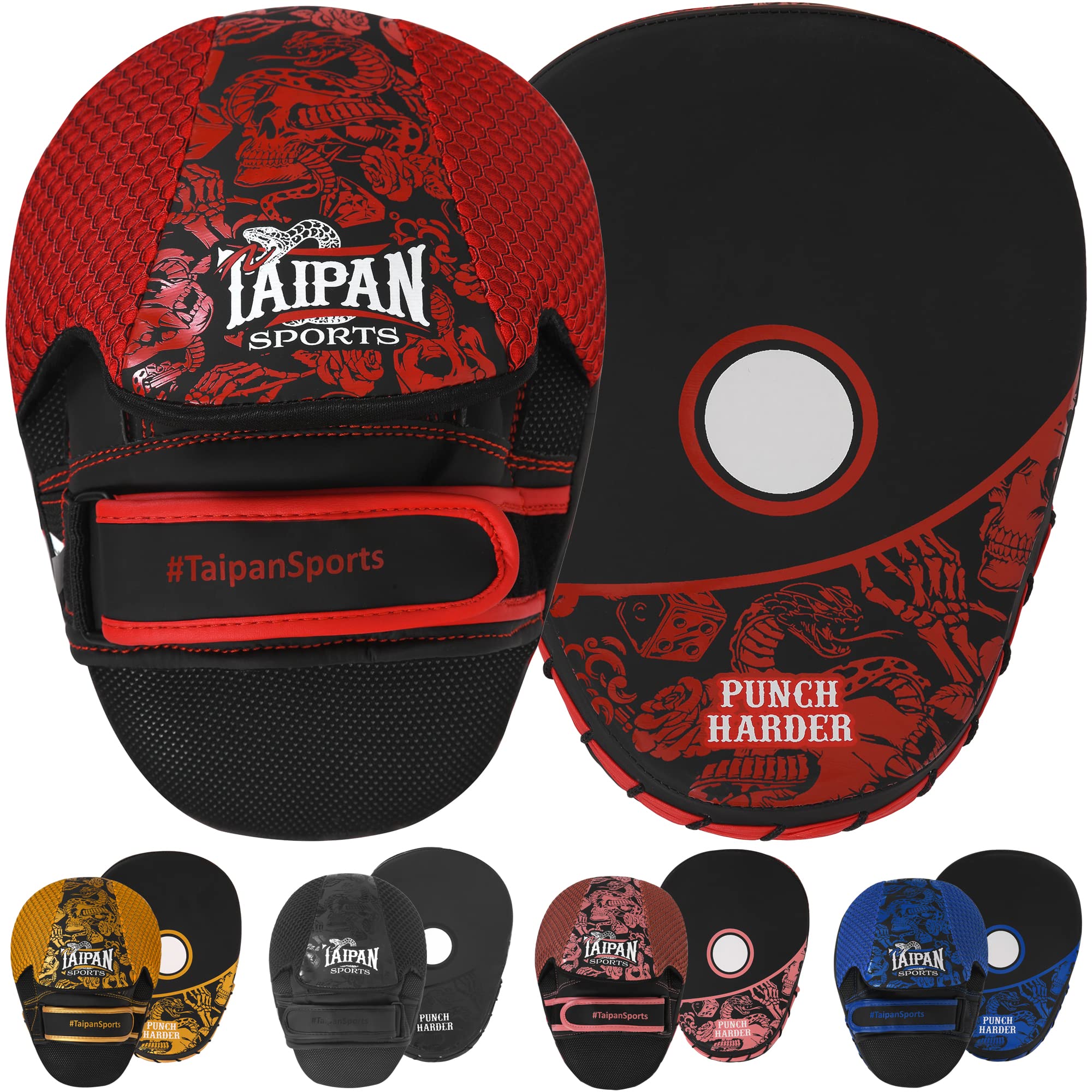 Boxing Mitts for Muay Thai, Kickboxing, MMA Training Mitts, Focus Punch Mitts Pad for Kids, Men & Women with Drawstring Bag (Pair).