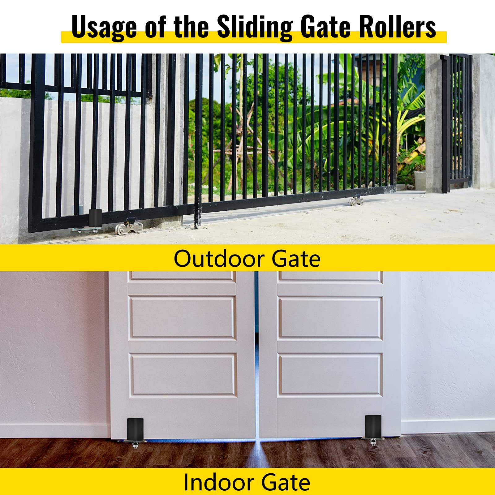 VEVOR Gate Roller Guide 3" Sliding Gate Black Nylon Roller Coloring