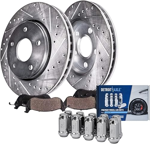 Miniatura 56 de Detroit Axle - Kit de freno delantero para Ford Explorer Mercury Mountaineer 2002-2005 Bujes de rodamiento de rueda perforados y ranurados rotores