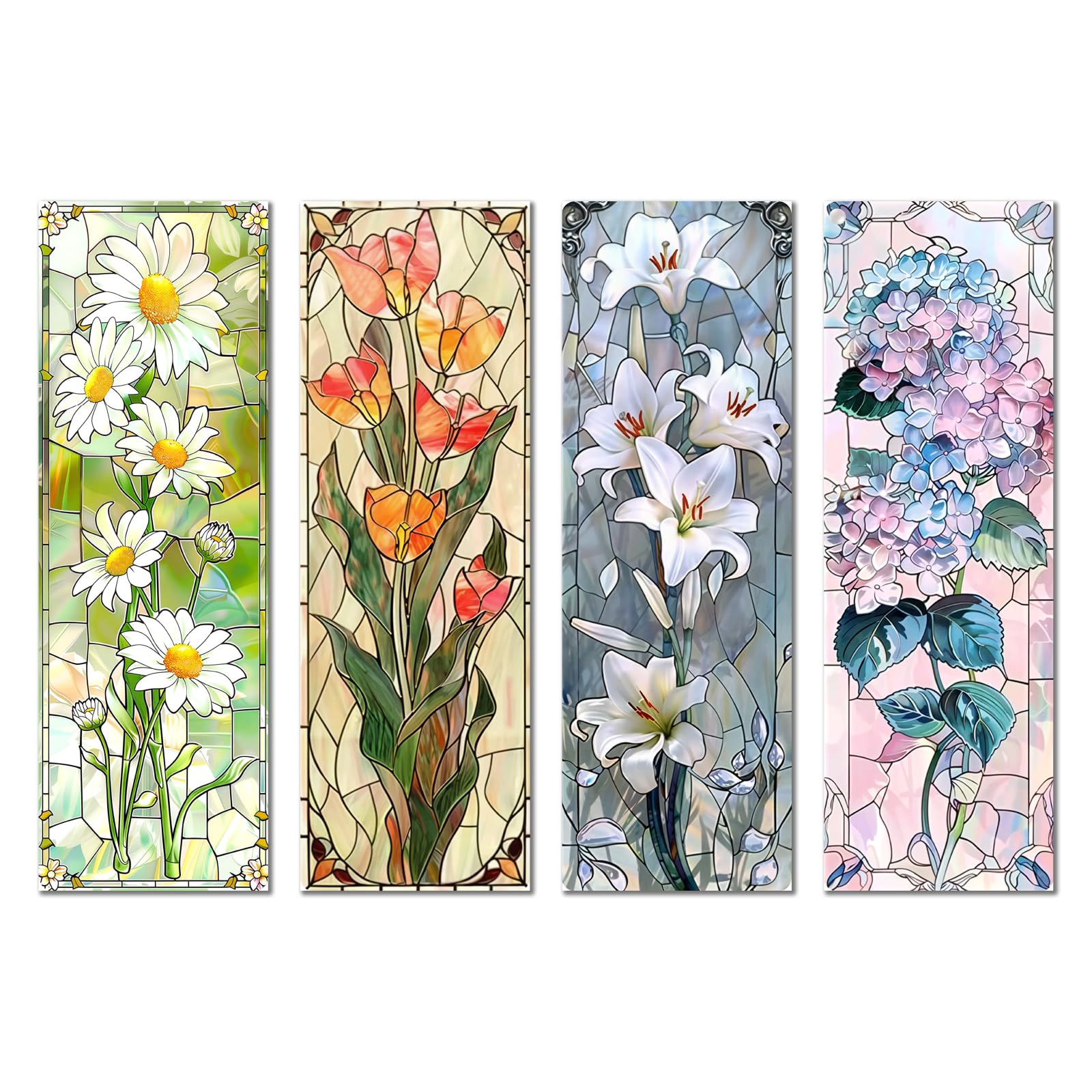 4Pcs Flower Bookmarks for Women, Transparent Bookmarks Book Accessories with Flower Elements for Home and Office, Lightweight Book Marks for Daily Travel, Creative Book Lover Gifts for Women