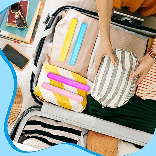 Miniatura 5 de Estuche de viaje para cepillos de dientes de 70 piezas, 7 colores, soporte de almacenamiento portátil para cepillos de dientes a granel de plástico