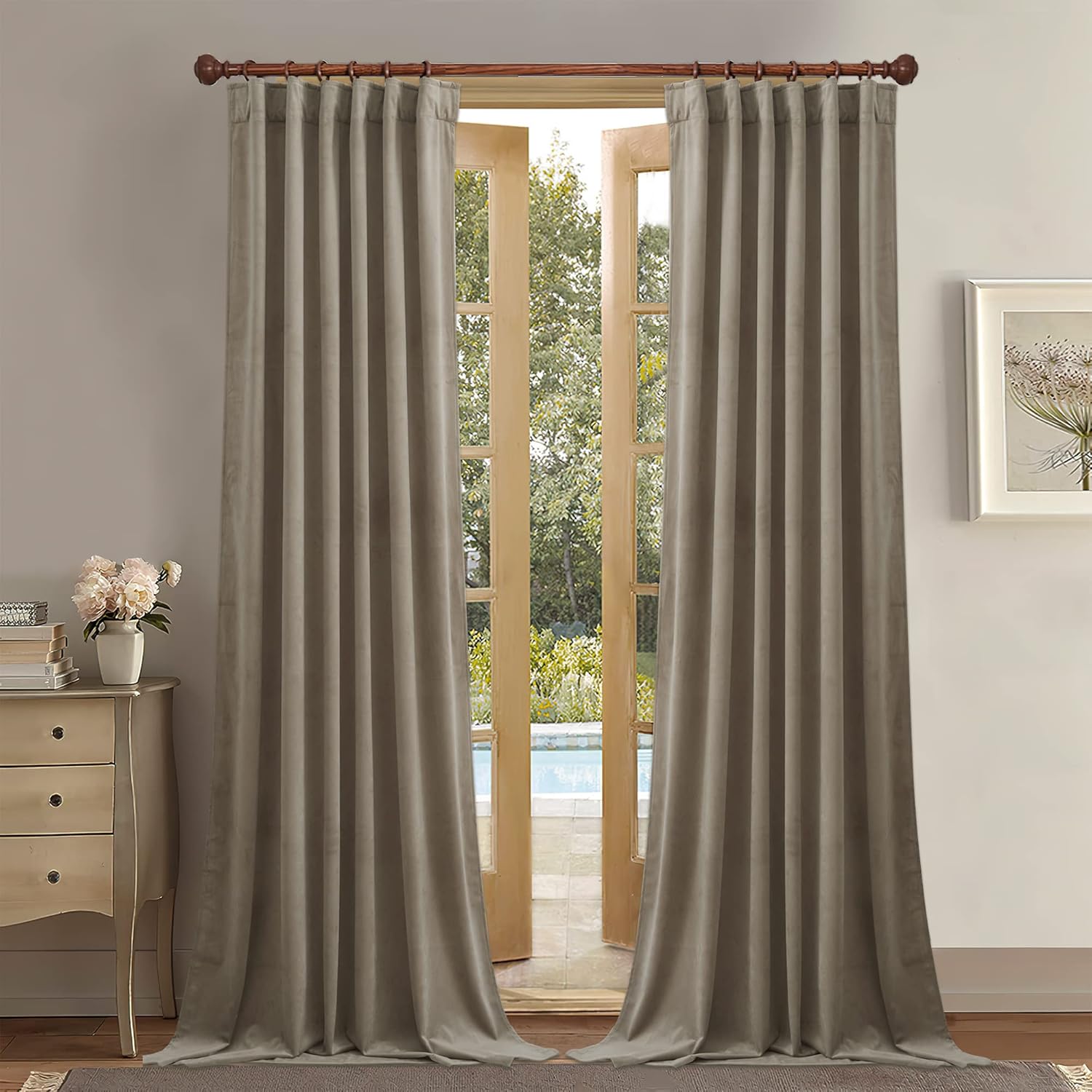StangH Camel Beige Light Blocking Velvet Curtains Extra Long for High Ceiling, Rustic Decor Tall Window Treatment Winter Chill Blocking Sound Dampening for Villa, W52x L144, 2 Panels 52"W x 144"L (Pack of 2) Camel Beige