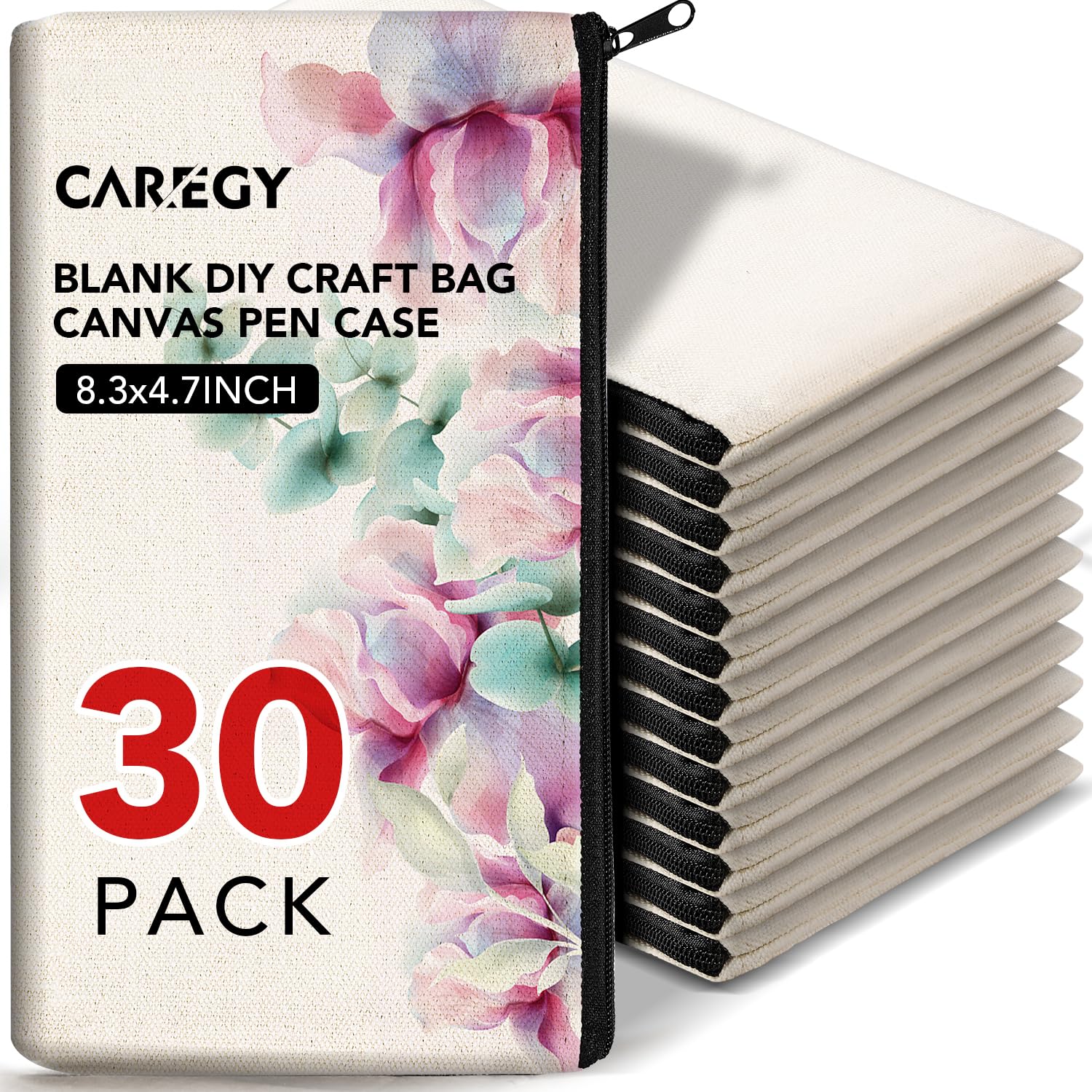 CAREGY Puste płócienne torby do makijażu DIY, BEŻOWY, Podróże