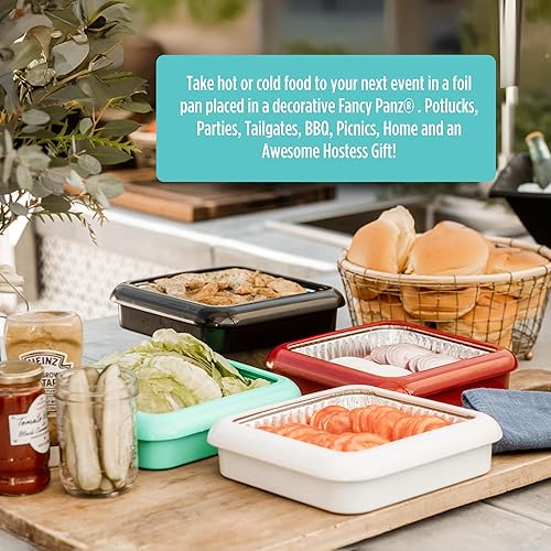 Vista 24 de Fancy Panz - Bandeja de 8 x 8 pulgadas Dress Up And Protect Your Foil Pan®, 100 % fabricado en Estados Unidos, bandeja de aluminio de 8 x 8 pulgadas