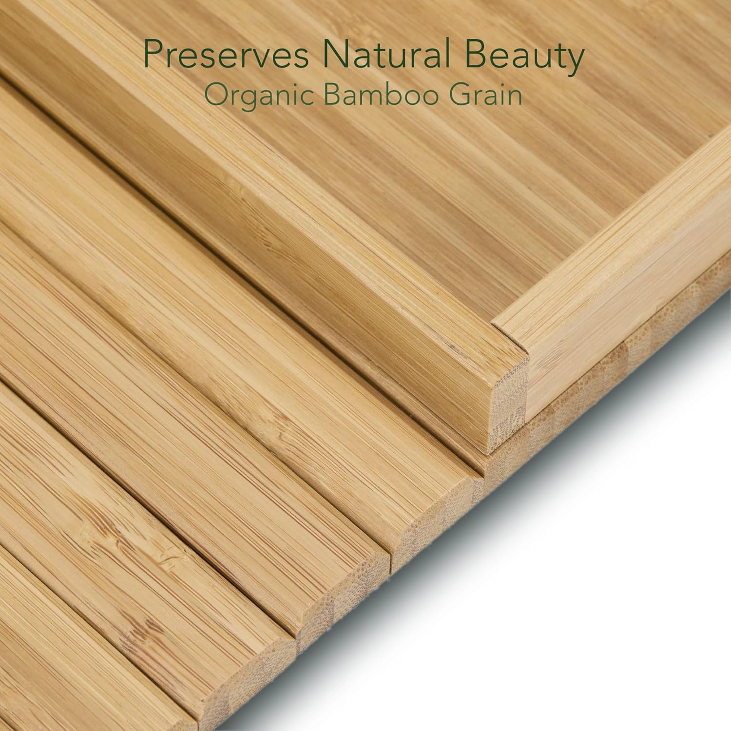 DETOR Couch Tray with Spacious 12.4" x 5.4" Storage Box, Natrual Bamboo Finish, Enhanced Non-Slip Felt Bottom, Sturdy Bamboo Slats, Fits Armrests 6" and Wider