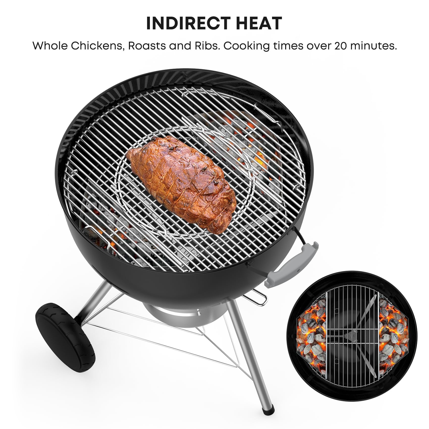 Stanbroil Uchwyty do kosza na węgiel drzewny ze stali nierdzewnej - akcesoria do grillowania pasują do Weber i większości innych grillów czajnikowych