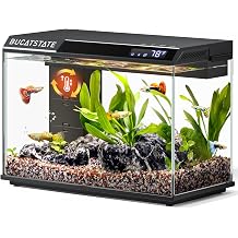 BUCATSTATE 2.6 Gallon Small Fish Tank, 3 Stage Filtration Aquarium, Black
