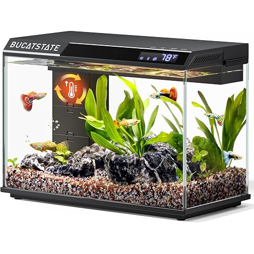 BUCATSTATE 2.6 Gallon Small Fish Tank, 3 Stage Filtration Aquarium, Black