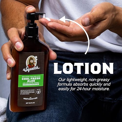 Miniatura 4 de Dr. Squatch Loción natural para manos y cuerpo para hombres, hecha con manteca de karité, aceite de coco, vitamina E para hidratación 24 horas, aloe