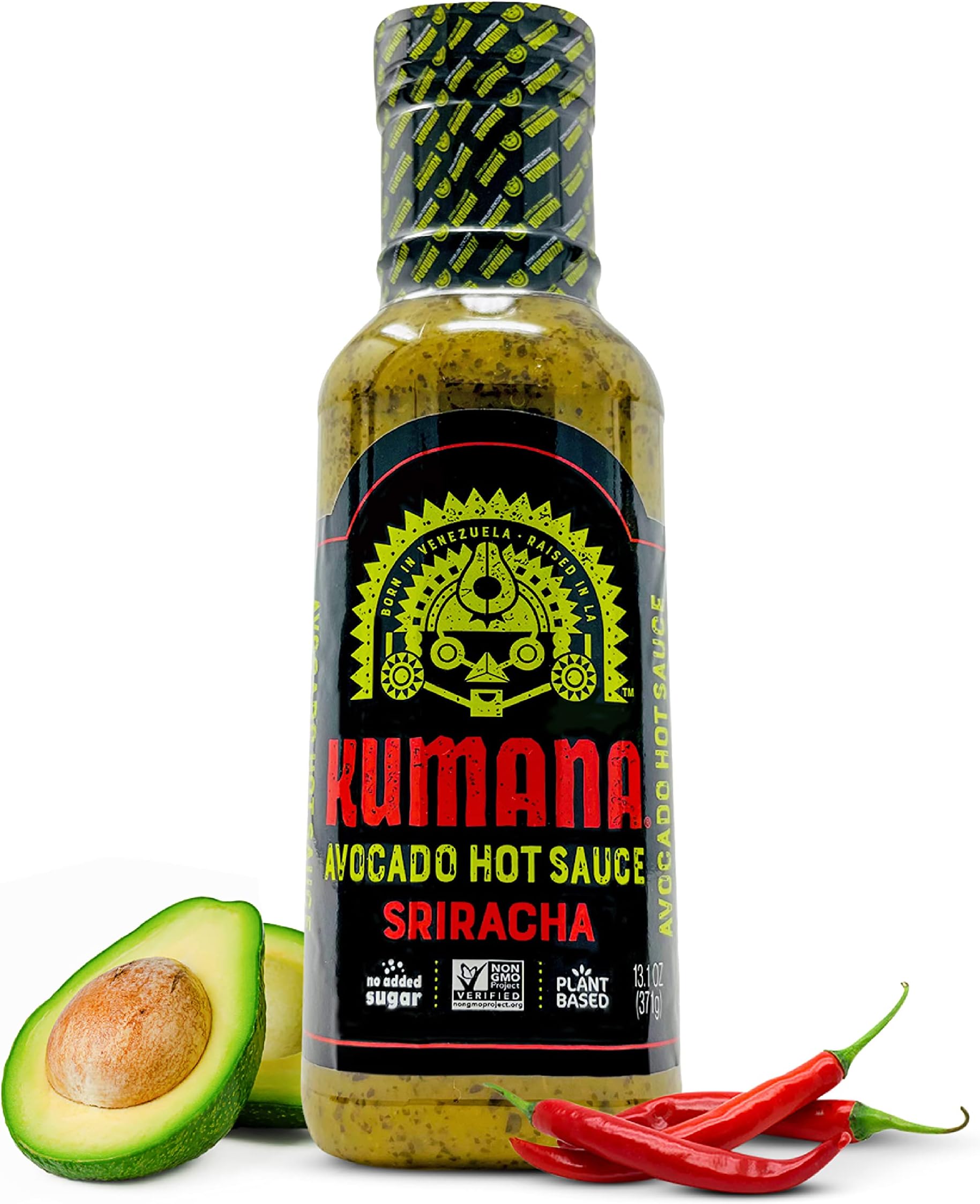 Kumana Avocado Sriracha - Rich, Creamy & Spicy Flavor with Ripe Avocados & Jalapeño Chili Peppers. Perfect Keto & Paleo-Friendly Hot Sauce with No Added Sugar, Gluten-Free & Low-Carb. 13.1 Ounce Bottle
