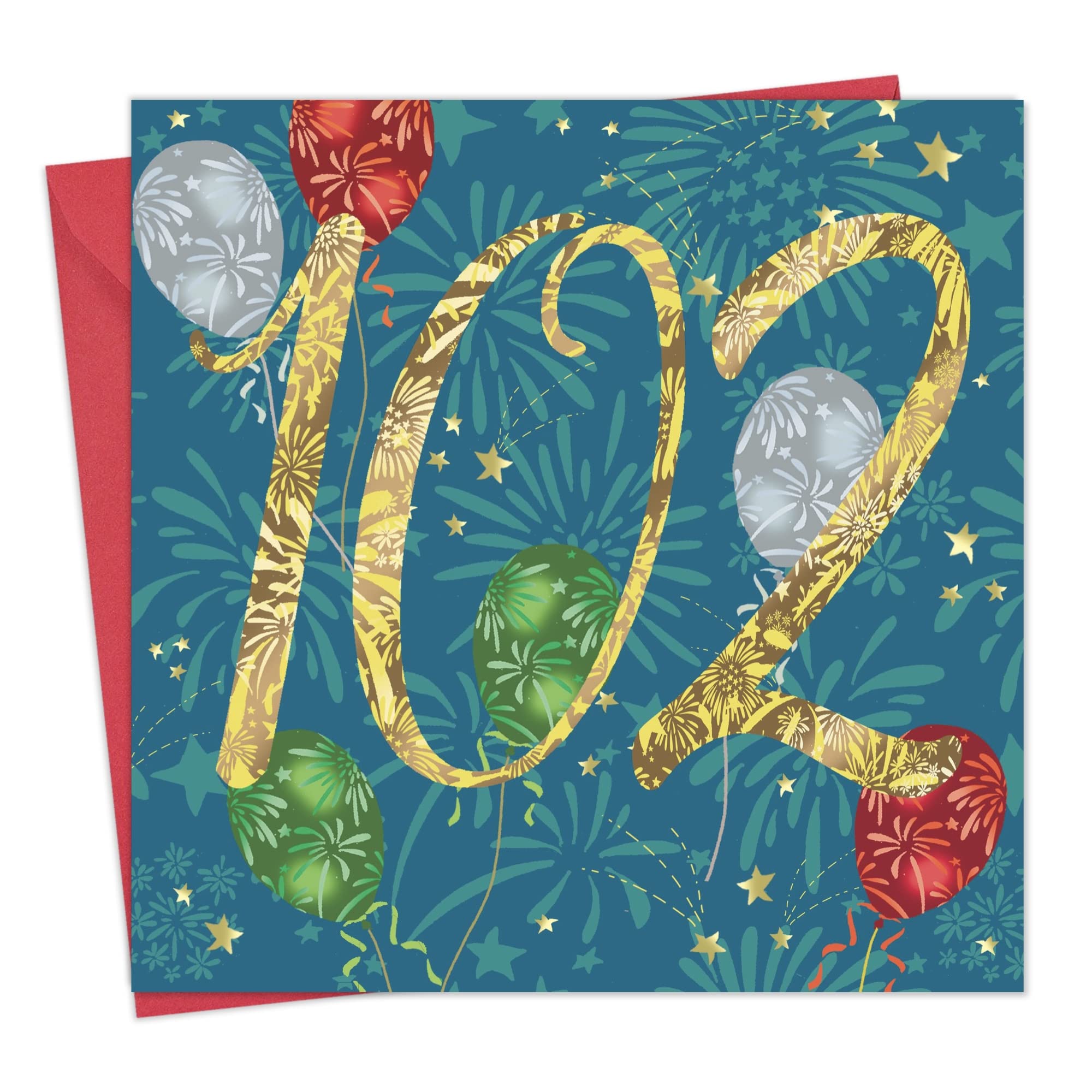 Twizler Geburtstagskarte Zum 102. – Stilvolle Karte Mit Goldschrift, 15,5 X 15,5 Cm, Für Oma, Opa & Mehr