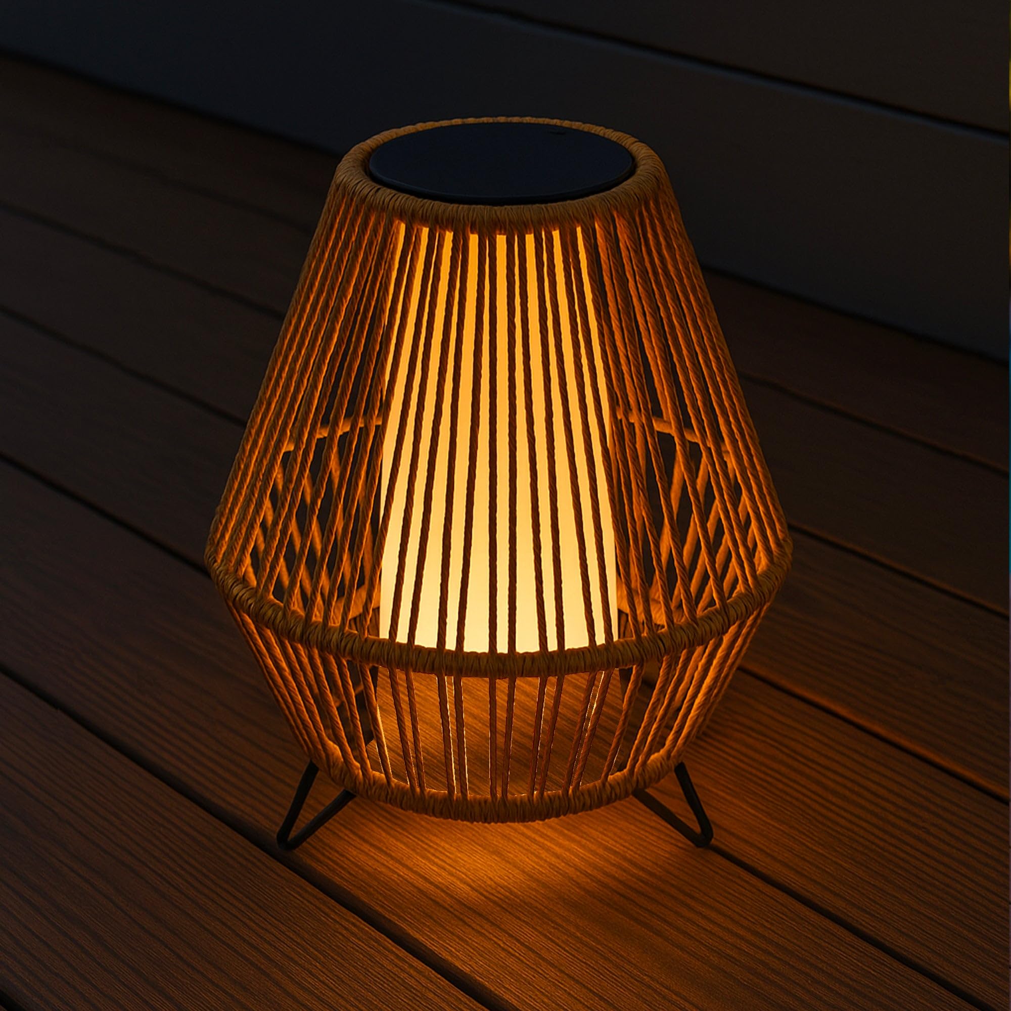Linterna solar decorativa con base LED solar recargable LED blanco cálido SALOMEA SMALL H35cm
