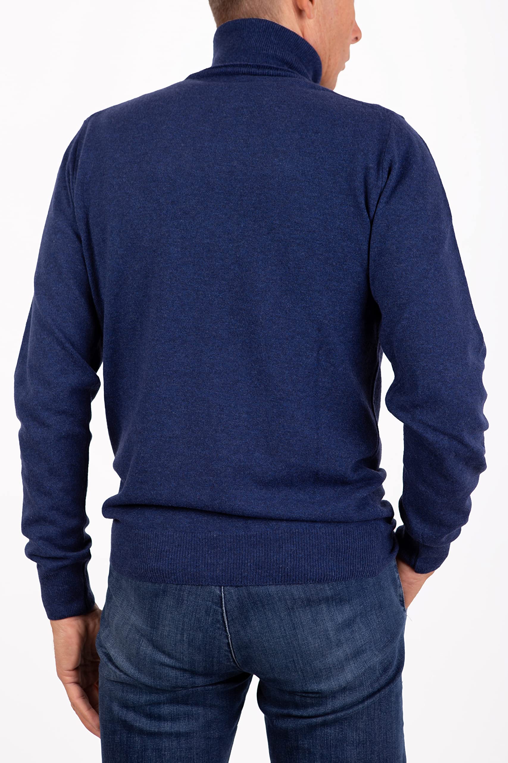 Jersey de Hombre de Cuello Alto en Mezcla de Cachemira de Manga Larga Made in Italy