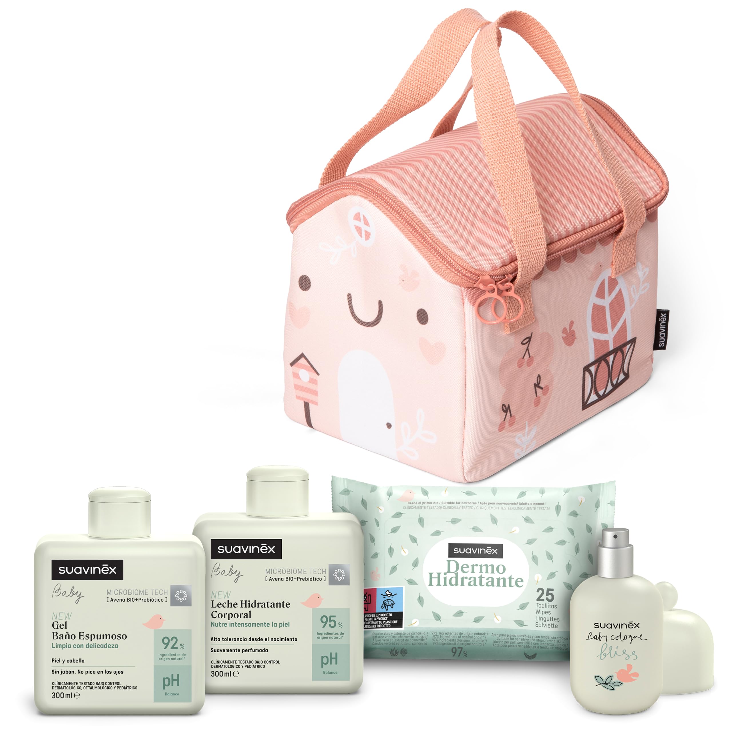 Suavinex, Canastilla Regalo Bebé Recién Nacido + Cosmética Pediátrica, Rosa