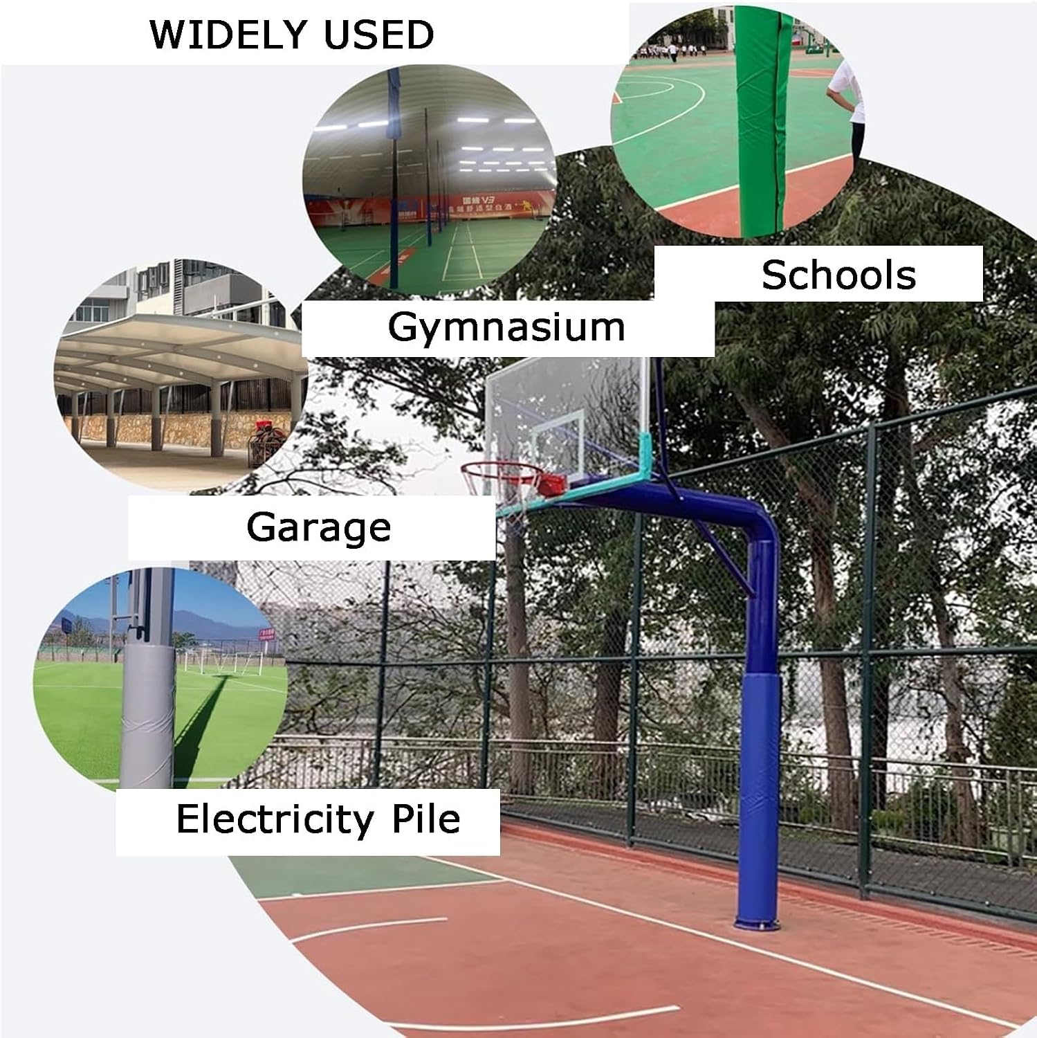 Basketball Pole Pads, Cylindrical Removable Soft Patch 2cm Thickness,for School Garage Soccer Field Kindergarten
