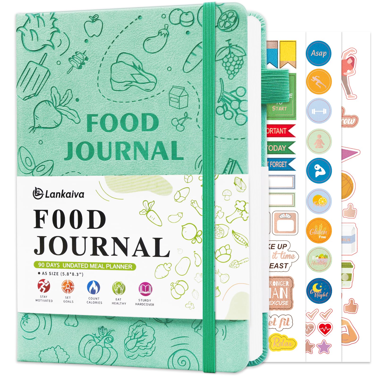 Food Journal for Women Weight Loss & Fitness - Meal Planner & Calorie Counter Book | A5 Food Diary for Gym, Yoga & Healthy Eating | Undated Wellness Nutrition Journal for Women & Men Workout, Green-picture-13
