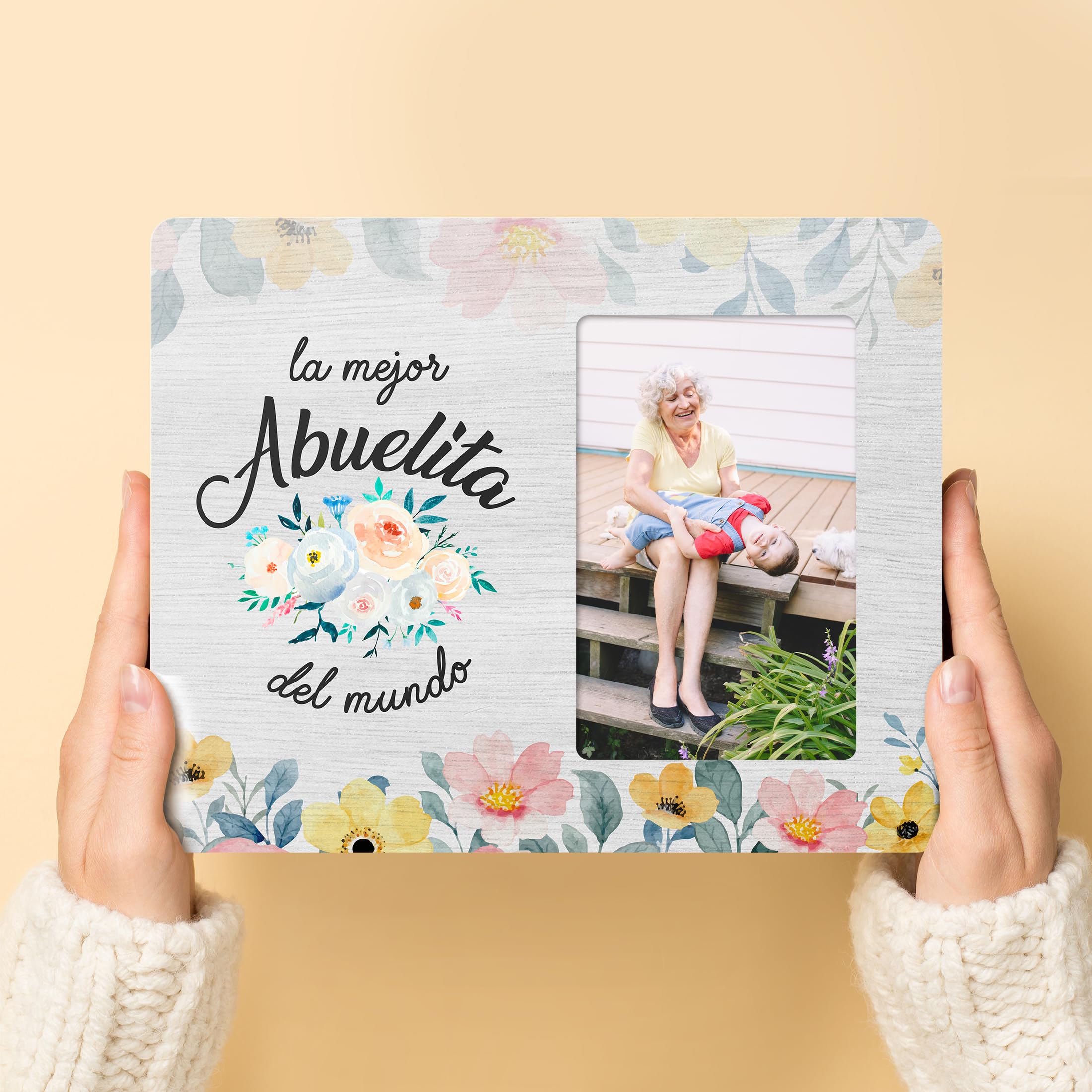Abuela Spanish Picture Frame Gifts for Grandma, La Mejor Abuelita Del Mundo Spanish Wooden Picture Frames, 4x6 inch Photo