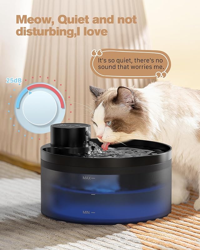 GIOTOHUN Vezeték nélküli macska ivófontána 3,2L mozgásérzékelővel és szűrőkkel - Cat fountain with 6 carbon filters + 3 sponge