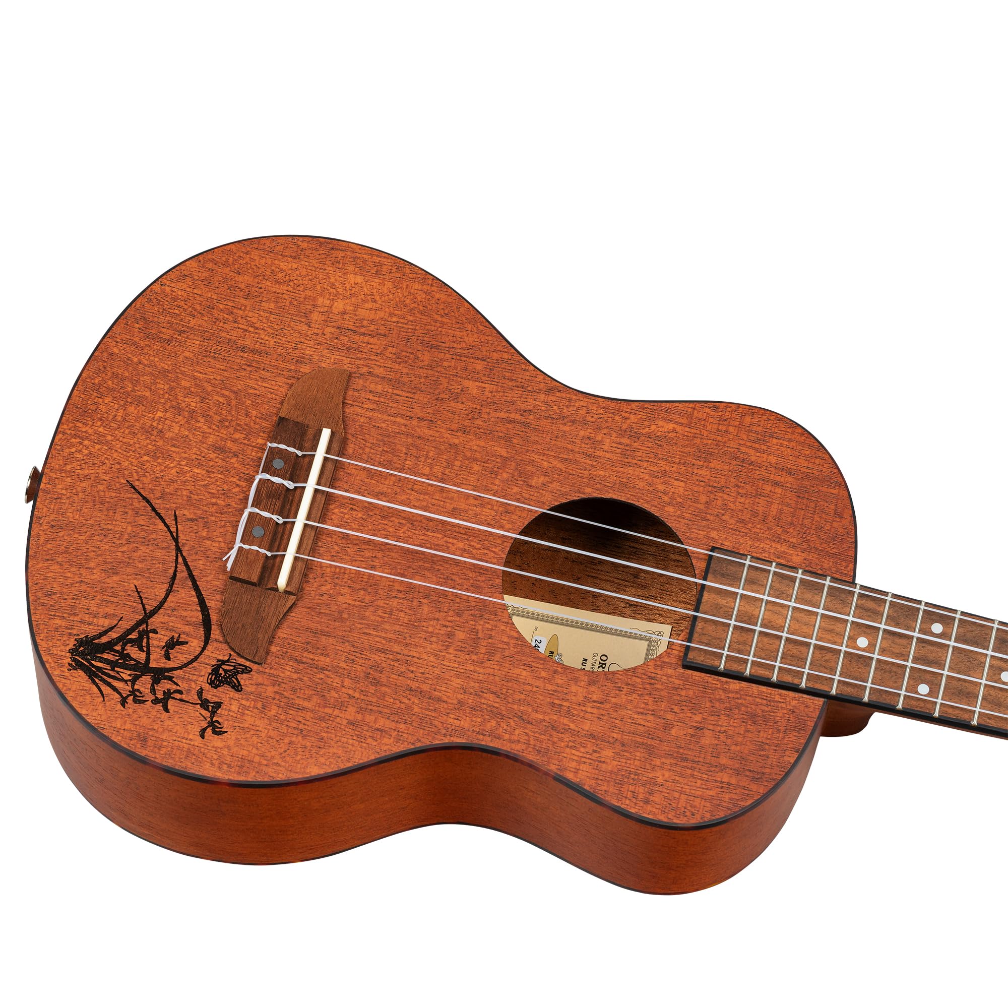 Ortega RU5 mm-TE - Ukelele tenor con parte superior de caoba y cuerpo de Sapele en acabado satinado, 18 trastes, Marrón