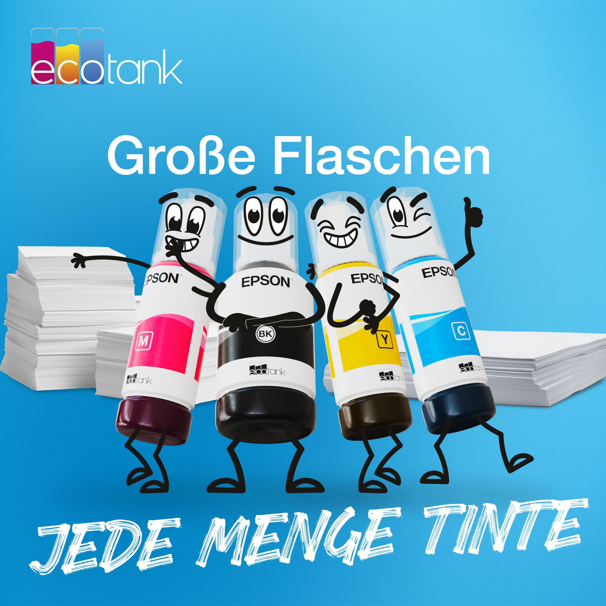 Epson EcoTank 102 Original Tintenflaschen 4x Farb-Multipack Schwarz Cyan Magenta Gelb