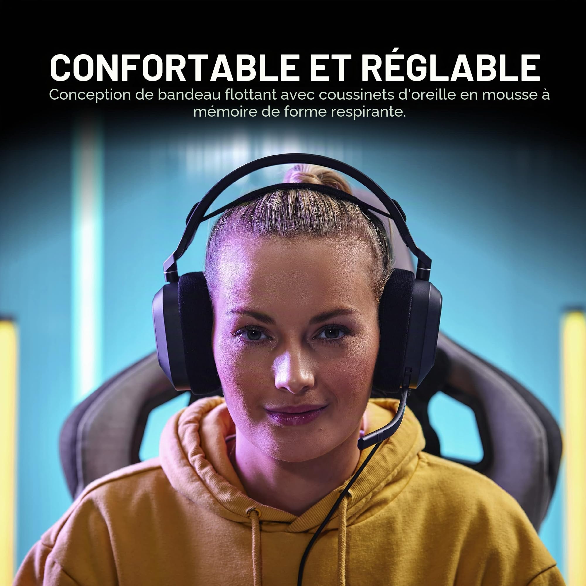 Corsair HS80 RGB USB Premium Casque de Jeu avec Son Surround Dolby Audio 7.1 (Microphone omnidirectionnel de qualité radiodiffusion, Coussinets en Mousse à mémoire de Forme, Son Haute fidélité,