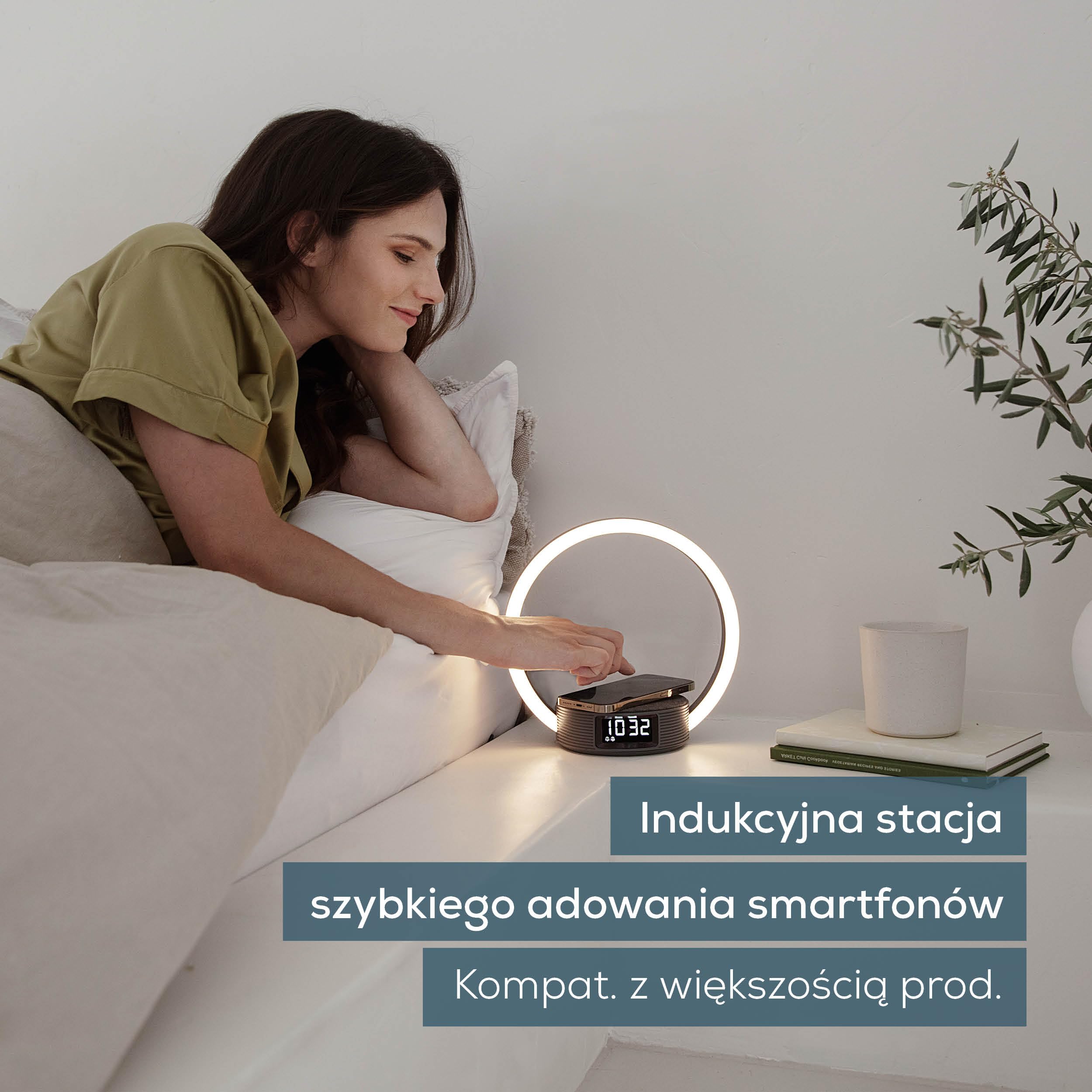 Beurer WL 65 Wake Up + Charge Budzik świetlny, lampka nocna z funkcją ładowania smartfonów, budzik z symulacją wschodu słońca dla łagodnego budzenia, ściemniana lampka nocna z opcją zmiany koloru