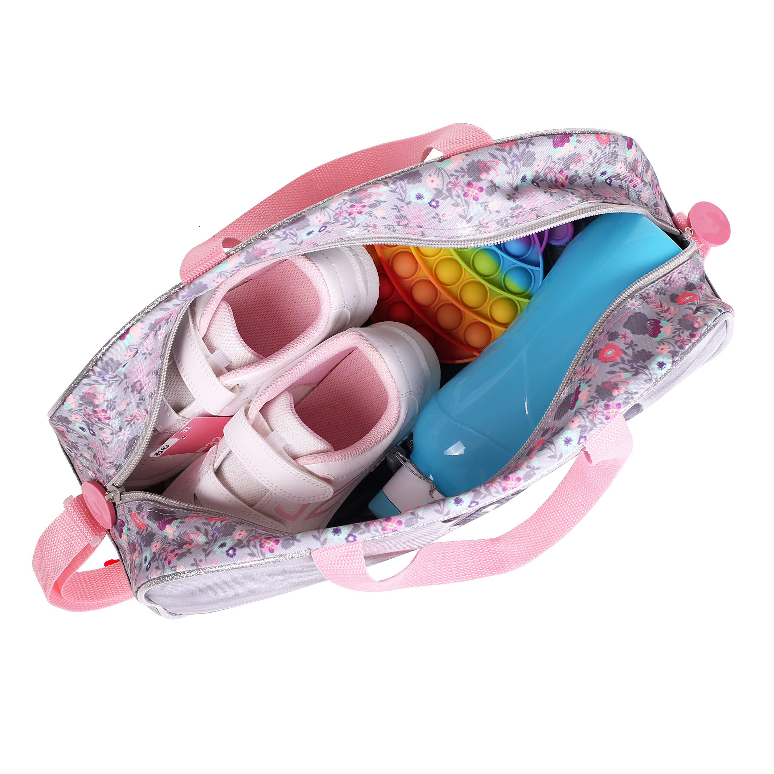 KO20 torba sportowa/podróżna, dla dziewcząt, konie, 40 x 25 x 13 cm, różowo-szara