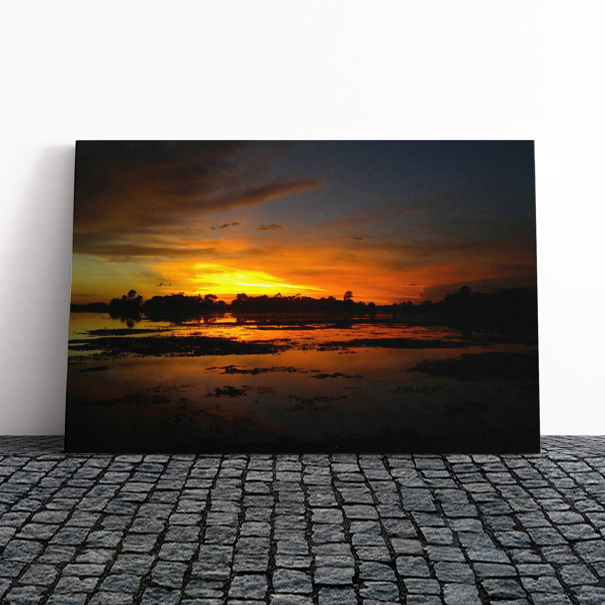 Landscape Bangladesh Sunset (1) Canvas Print | Gallery Wrapped 30mm Frame Wall Art | 30x20 inches | Ready to Hang | Modern Landscape Picture | Living Room Bedroom Lounge Office