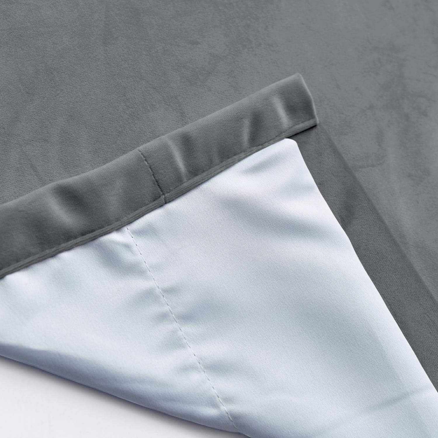 TWOPAGES Natural Grey Heavyweight Soft Velvet Privacy Curtain, Room Darkening Window Treatment Nickel Grommet Drape for Bedroom (1 Panel, 84W x 84L)